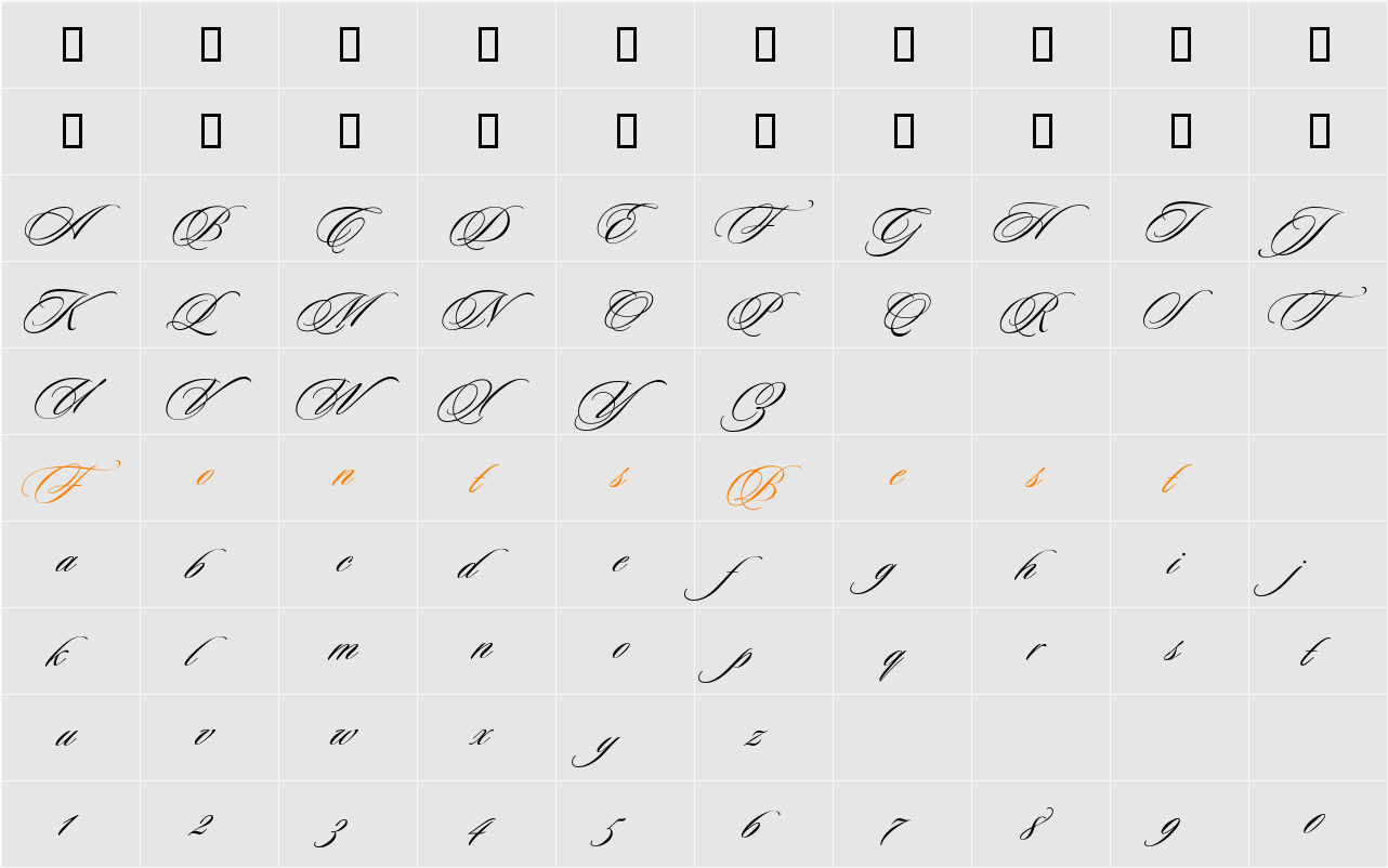 Sloop Character Map