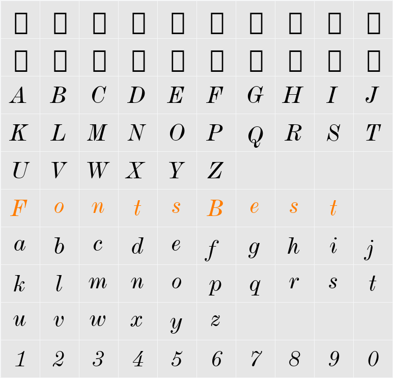 DeVinne Txt BT Character Map