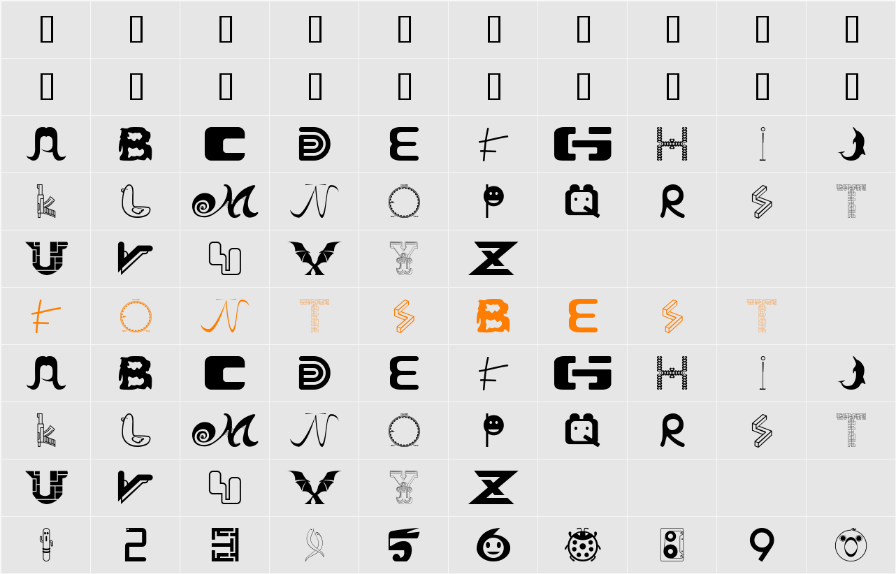 tYPE FACE Character Map