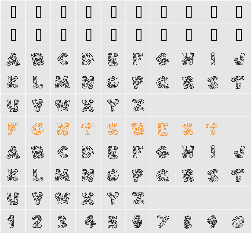 Splinters JL Character Map