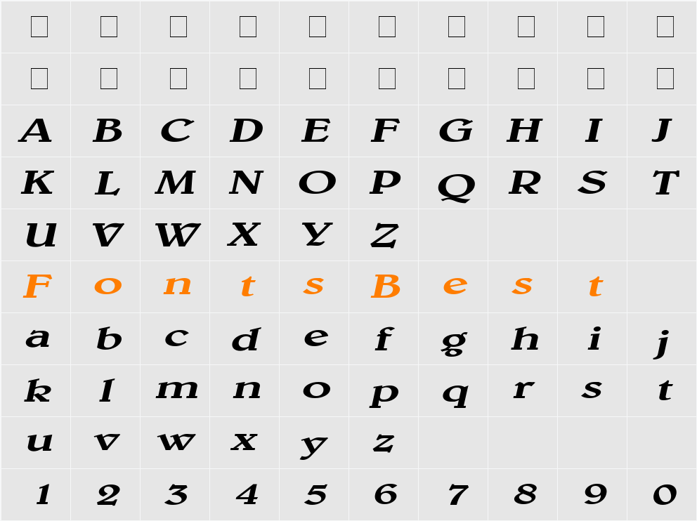 Blew Extended Character Map