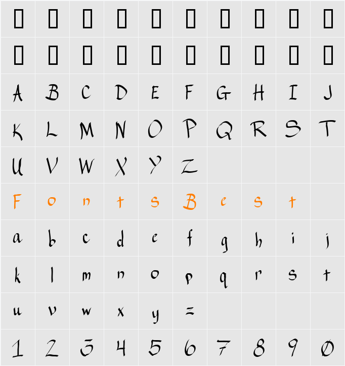 RAHand Character Map