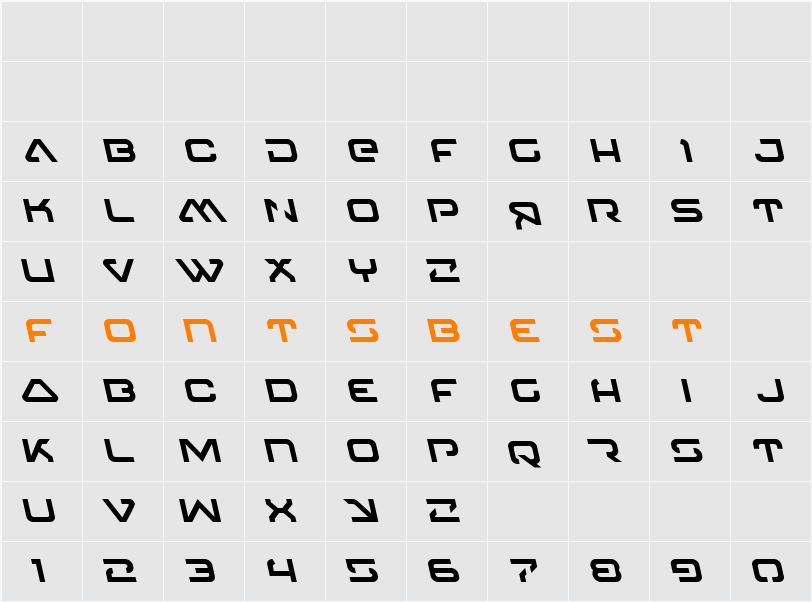 4114 Blaster Leftalic Character Map