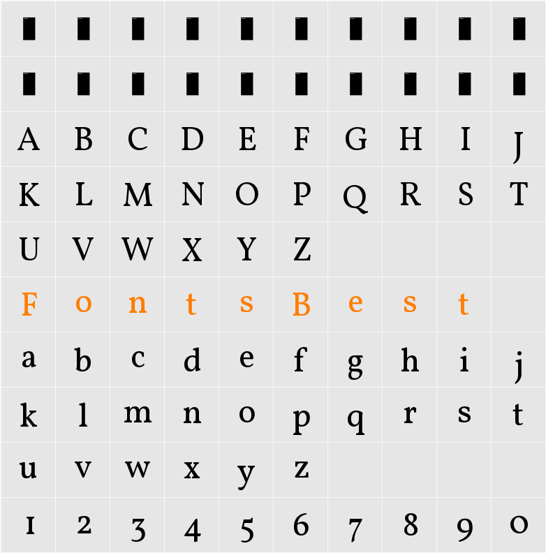 Vollkorn Regular Character Map