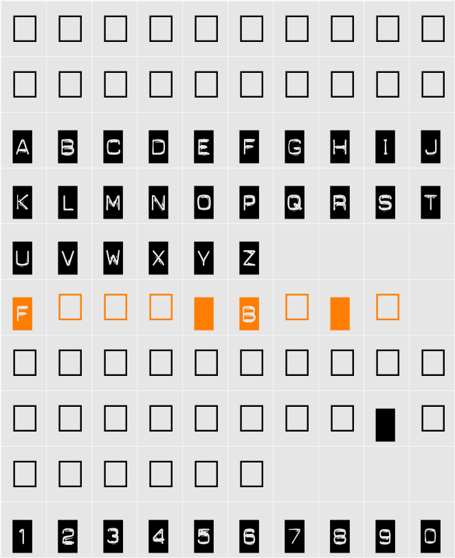 PunchLabel Character Map