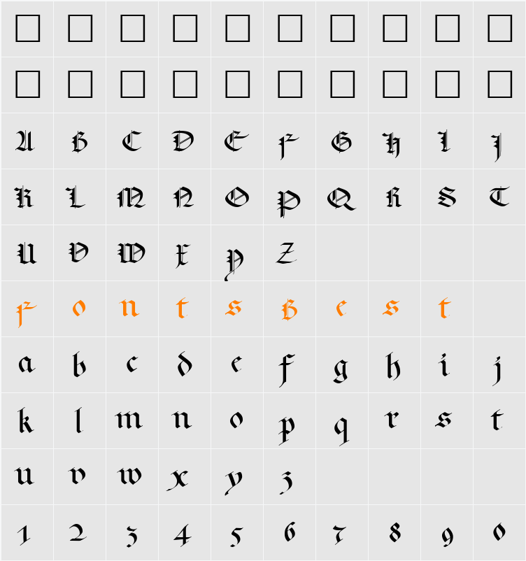 KL Gotic1 DB Character Map