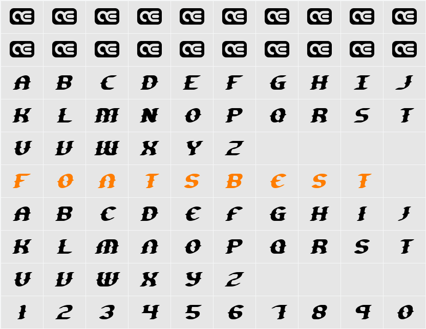 Gesture Slant BRK Character Map