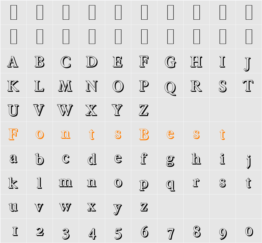 FranciscoShadow-Medium Character Map