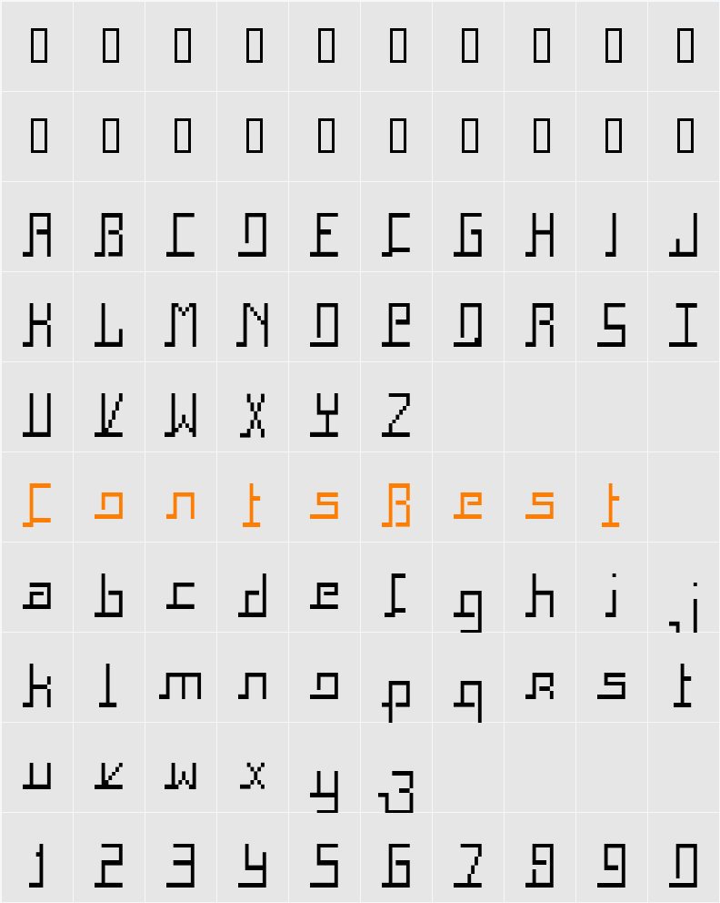 Squaropen Character Map