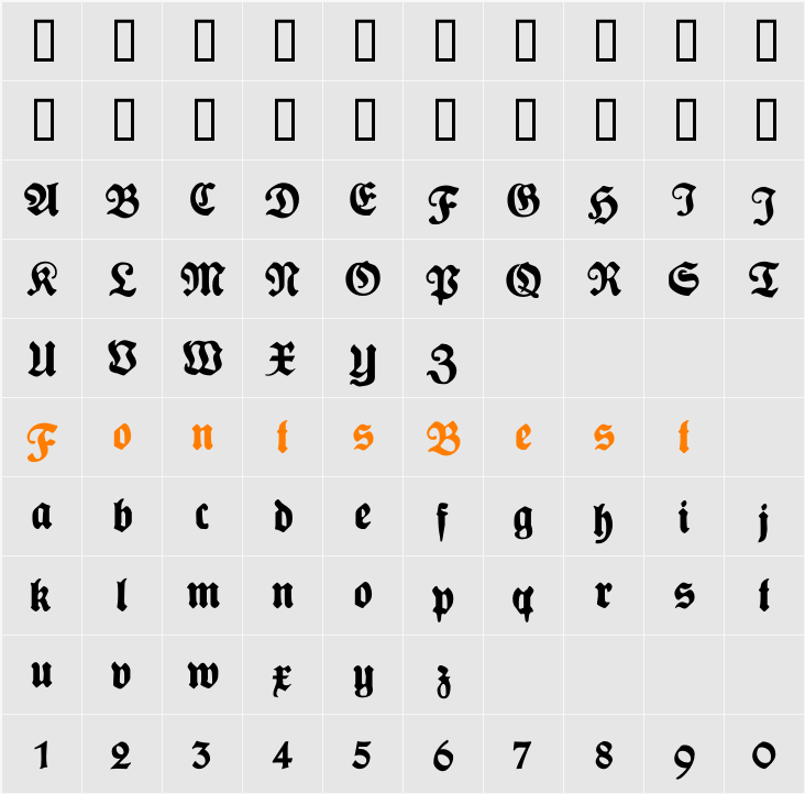 PlakatFraktur Character Map