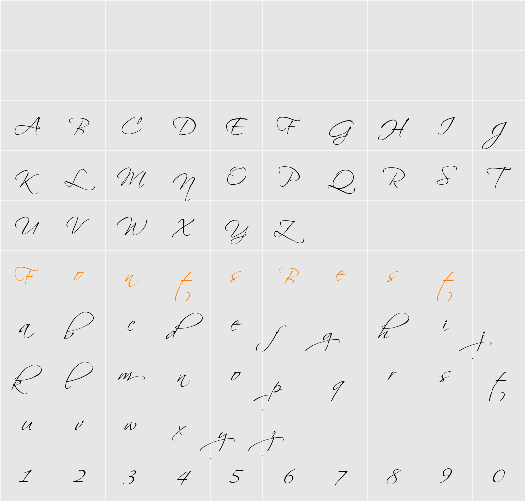 Scriptina Character Map