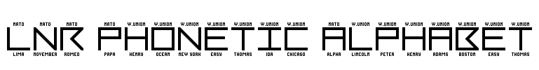LNR Phonetic Alphabet Font Image