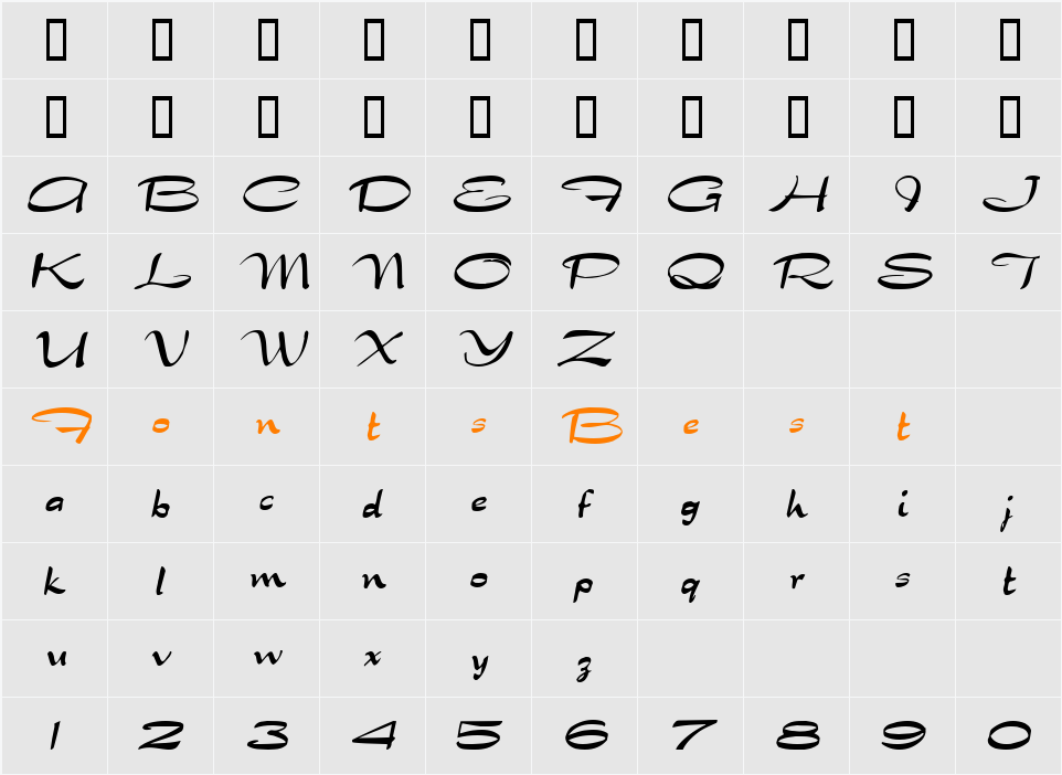 Dragonwyck-Condensed Character Map