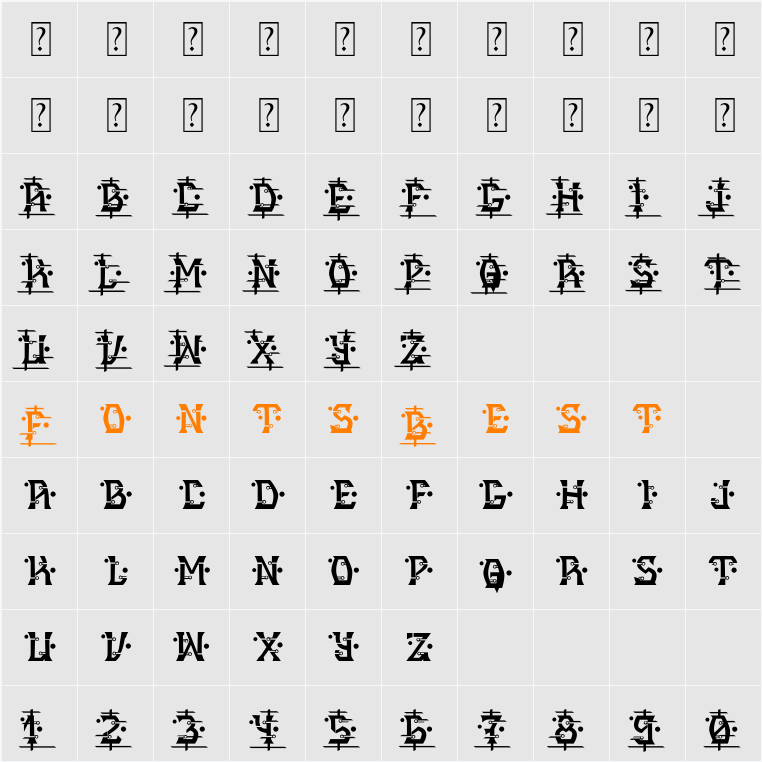 MB Alien Report 72 Character Map