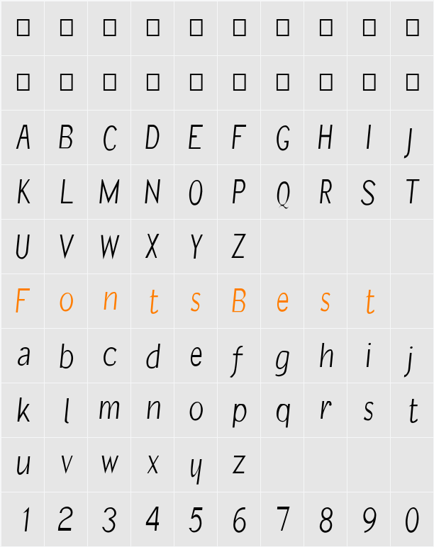 FZ BASIC 21 COND Character Map