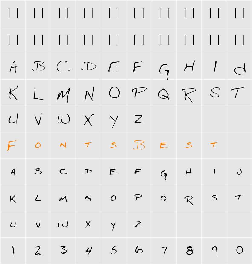 Jdrfont Character Map