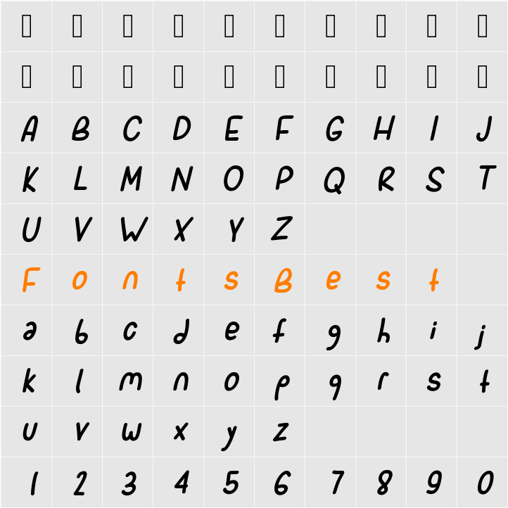 SporkItalic Character Map