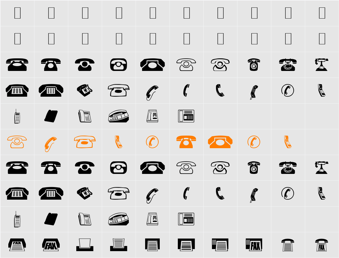 Phones Character Map