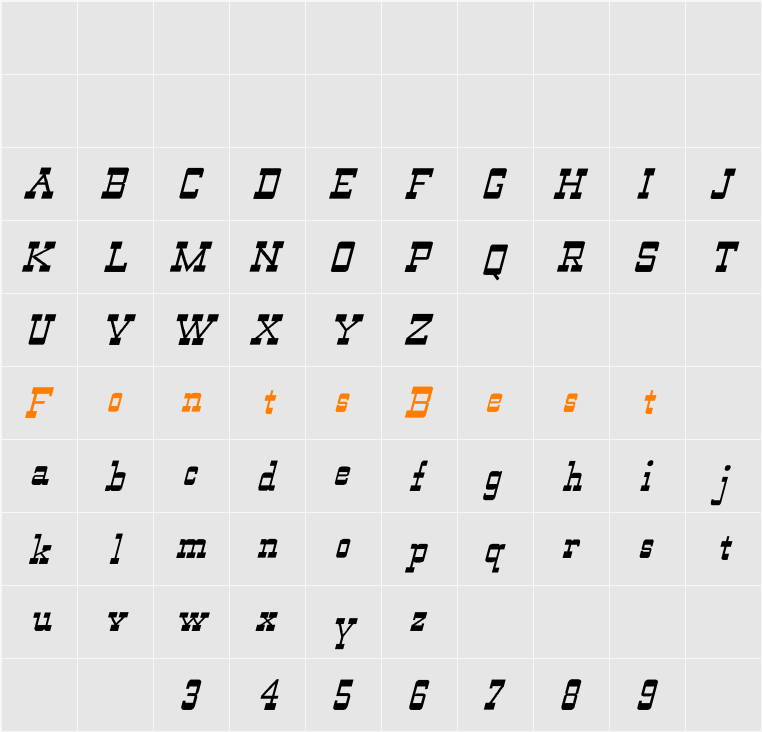 WildWest-Normal Italic Character Map