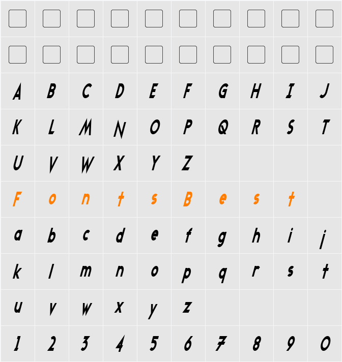 Transmetals Condensed Character Map