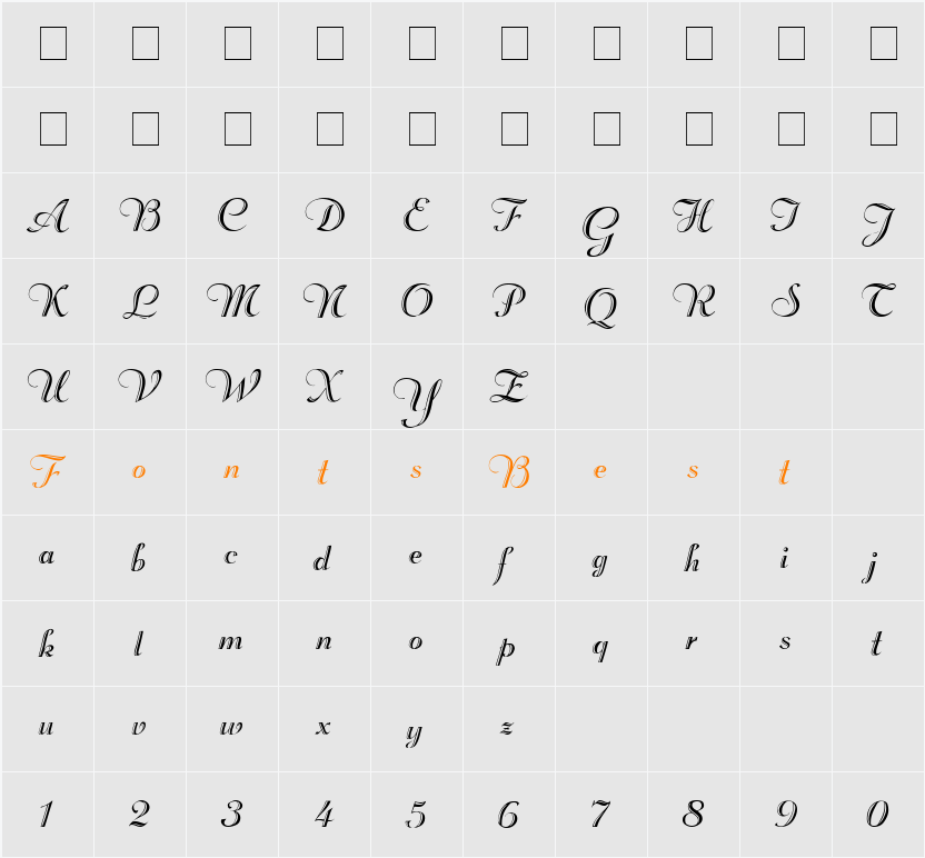 Rechtman-Script Character Map
