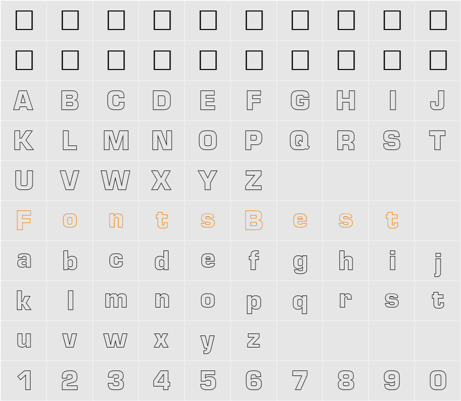 Euro Technic Outline Character Map