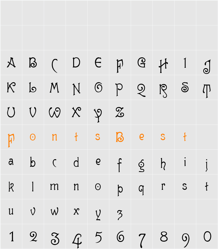 GutenbergNouveau Alternates1 Character Map