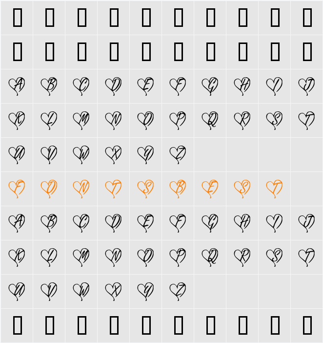 KR Yours Truly Character Map