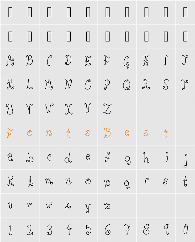 Glyphy Character Map