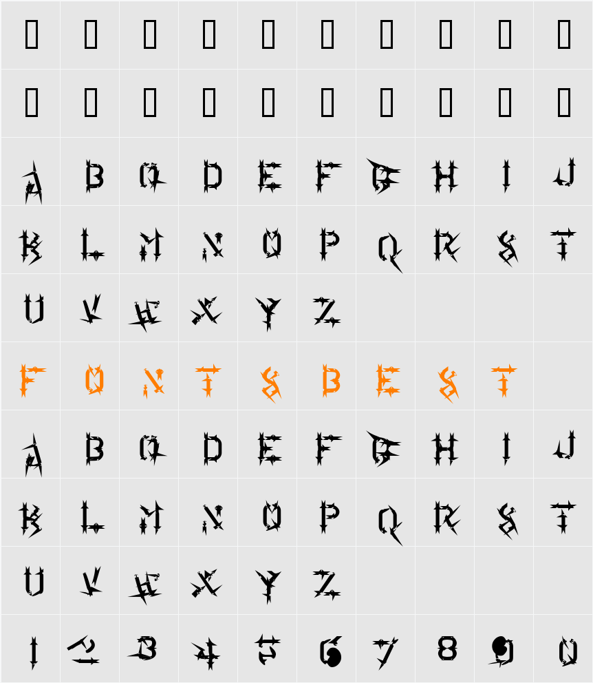 Läderbög Character Map