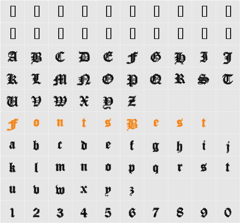 PalimpsestBlack Character Map
