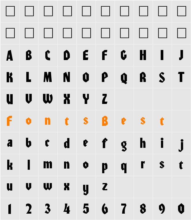 Hombre Character Map