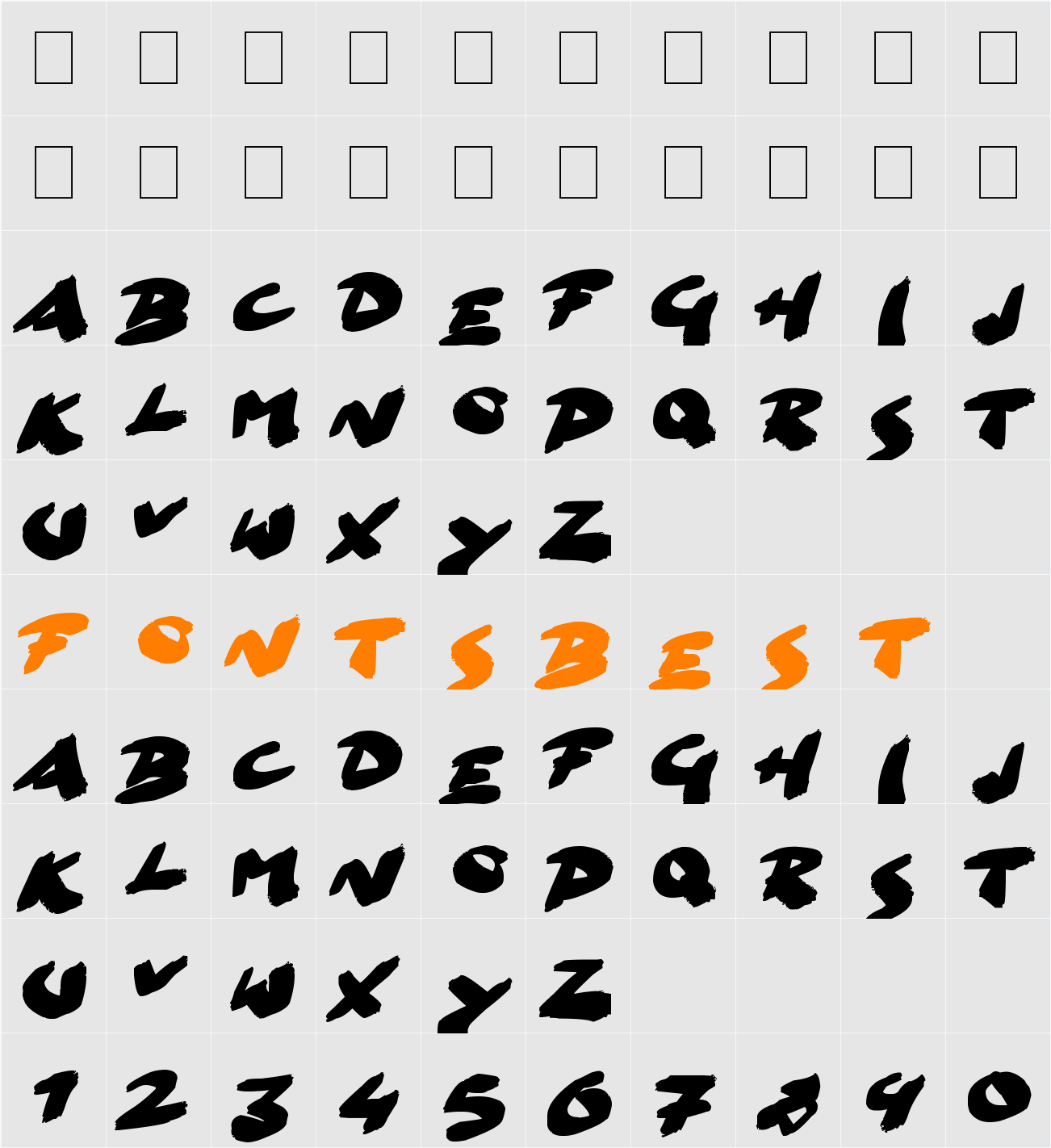 Go Faster Brush Character Map