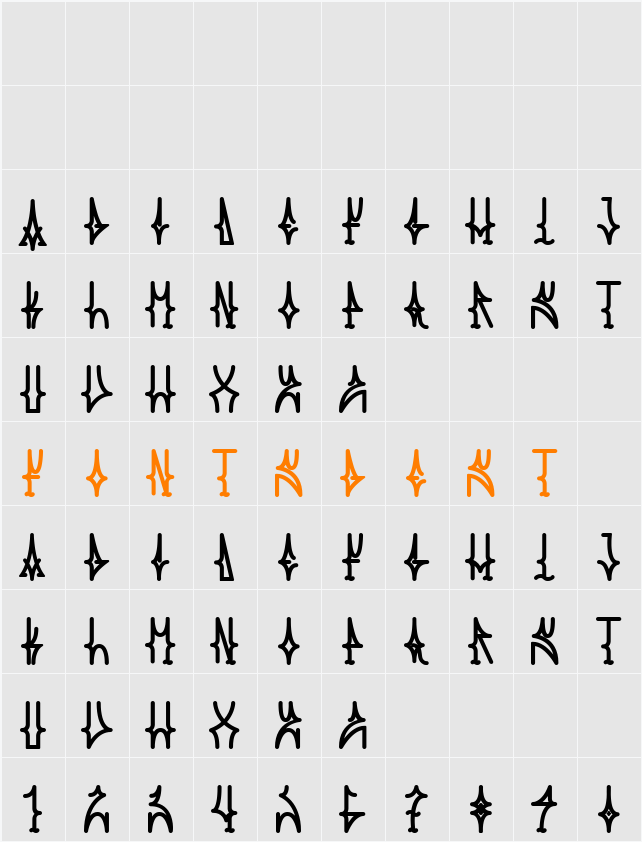 pixa Character Map