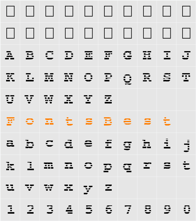 FZ BASIC 54 STRIPED Character Map
