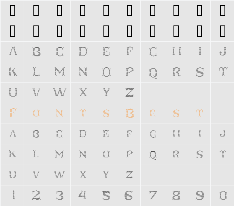 Taqueria Black Fill Lines Character Map