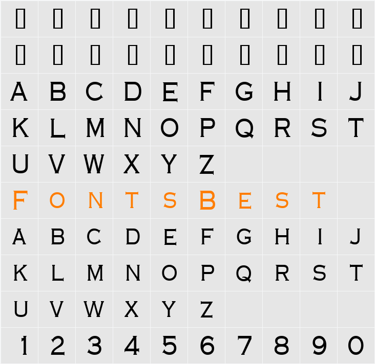 Engraver-Condensed Character Map