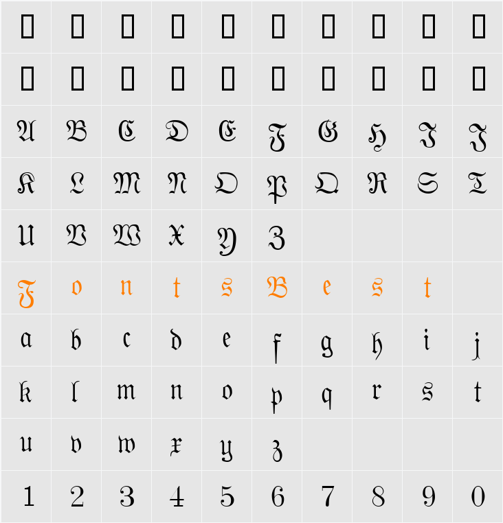 Phraxtured Character Map