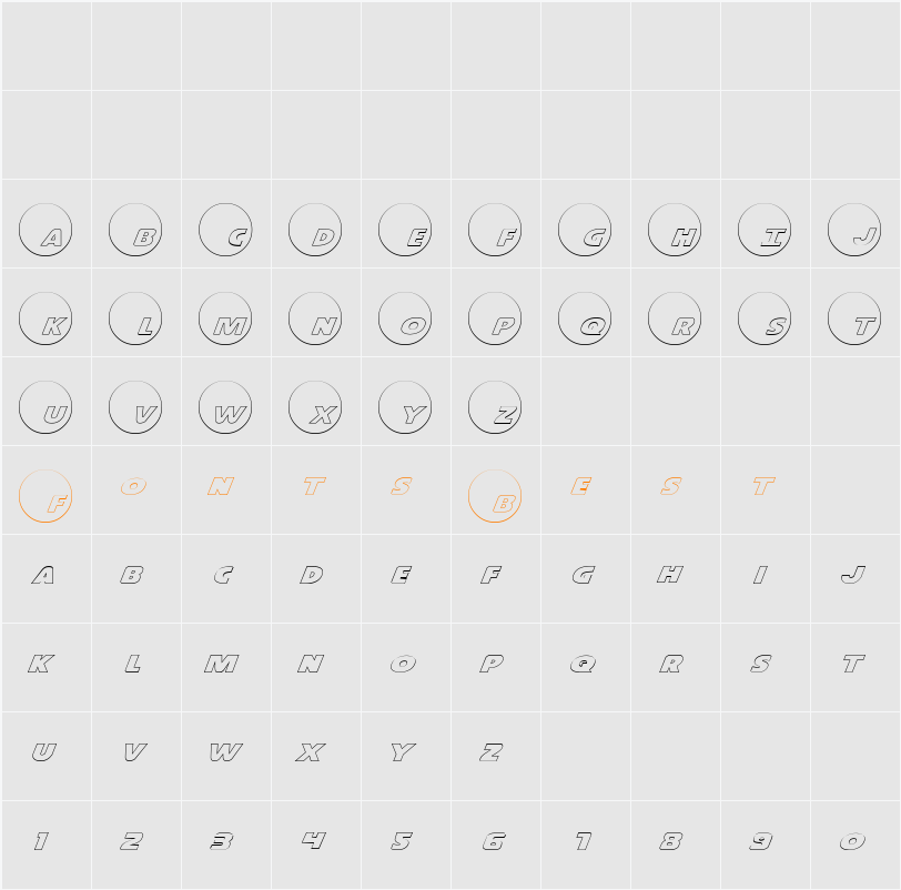 Dot.com Outline Character Map