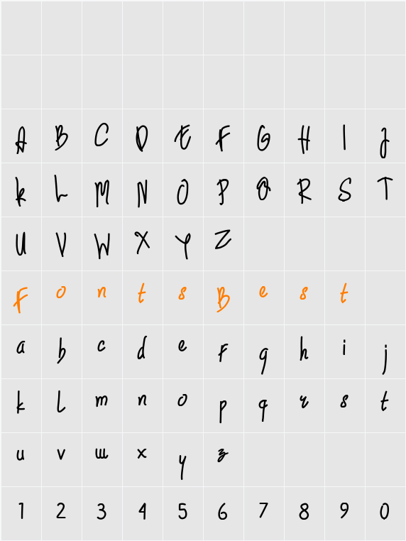 Rowdy Sans Character Map
