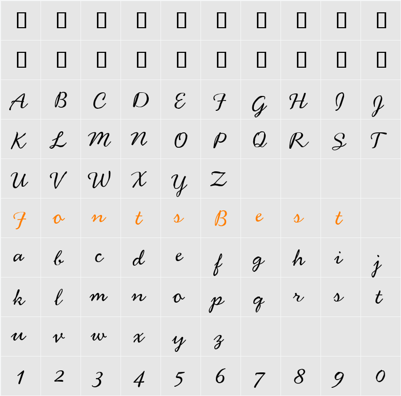 Handsome Nib Character Map