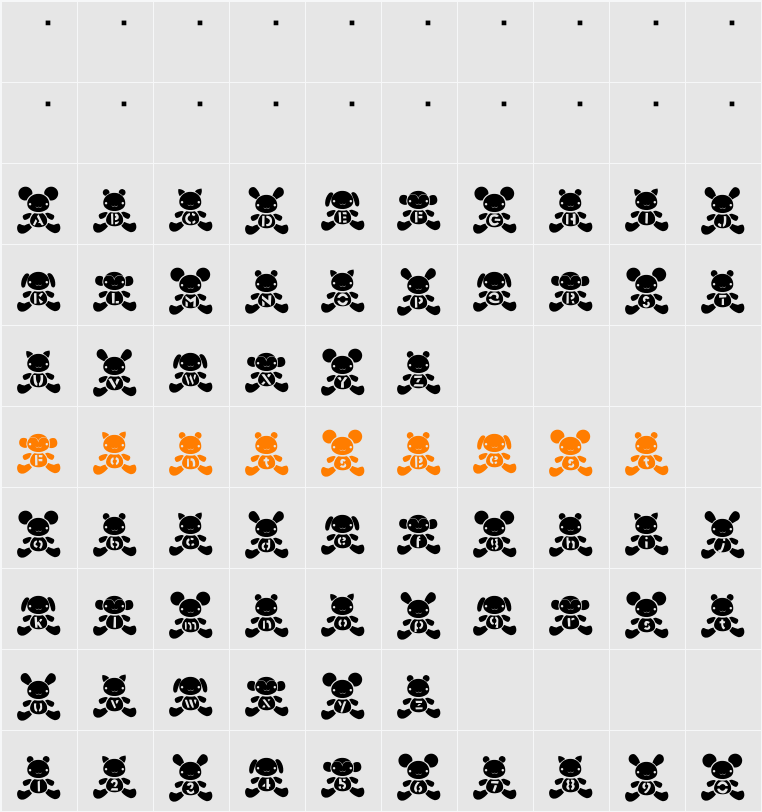 Ste-ani Font Character Map