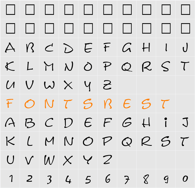 Leasterix-Regular Character Map