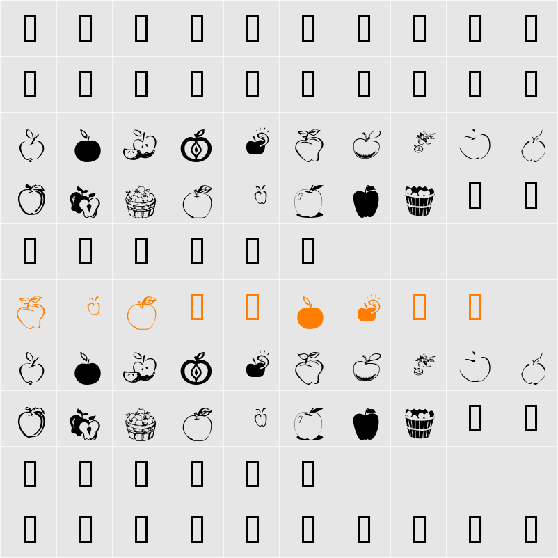 KR Apple A Day Character Map