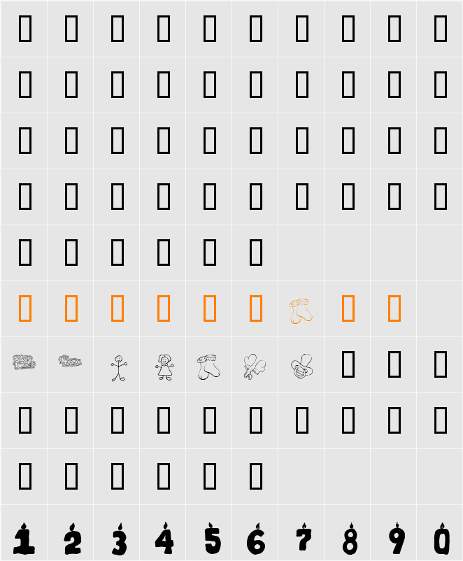KR First Years Dings Character Map