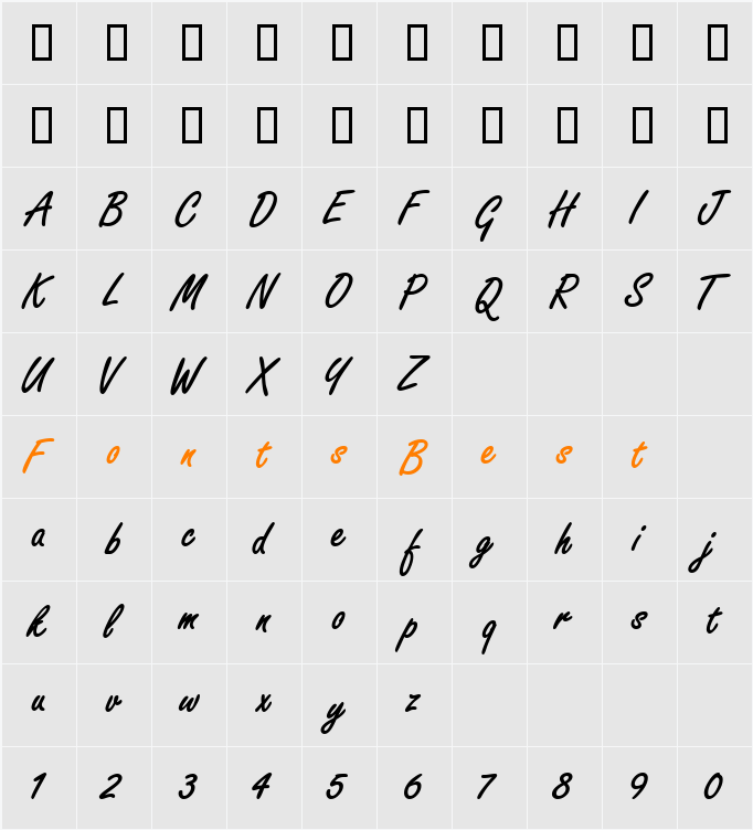 TyroScriptSSK Character Map