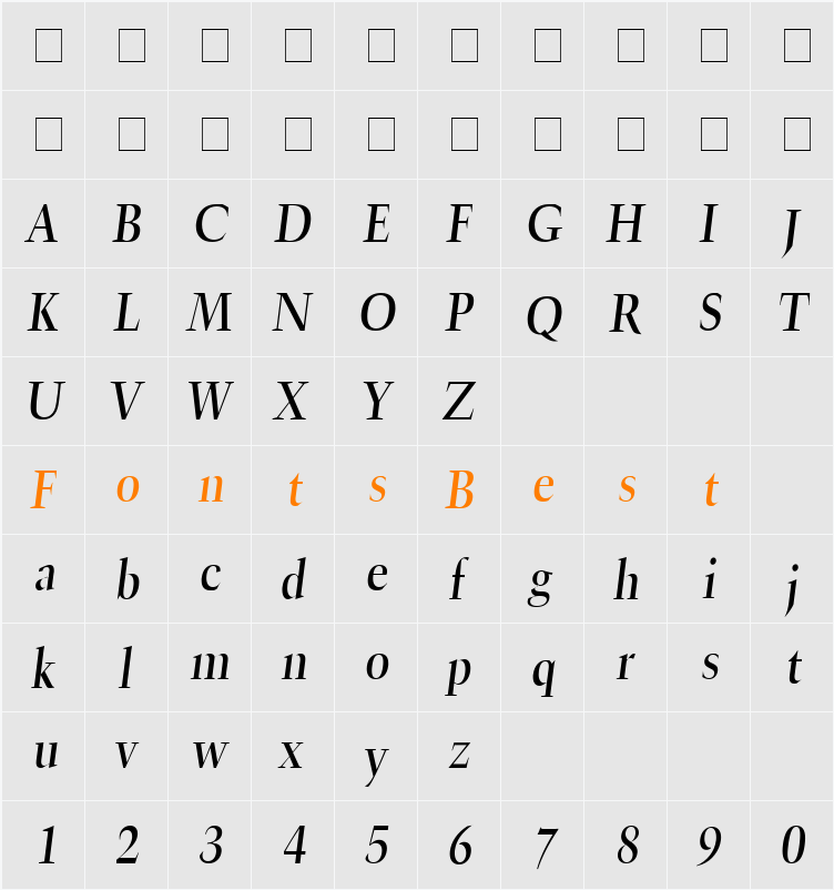 TrumpetLite Character Map