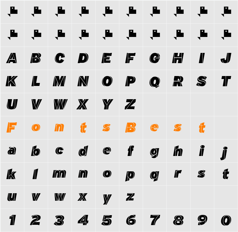 M.F. Plexus Italic Character Map