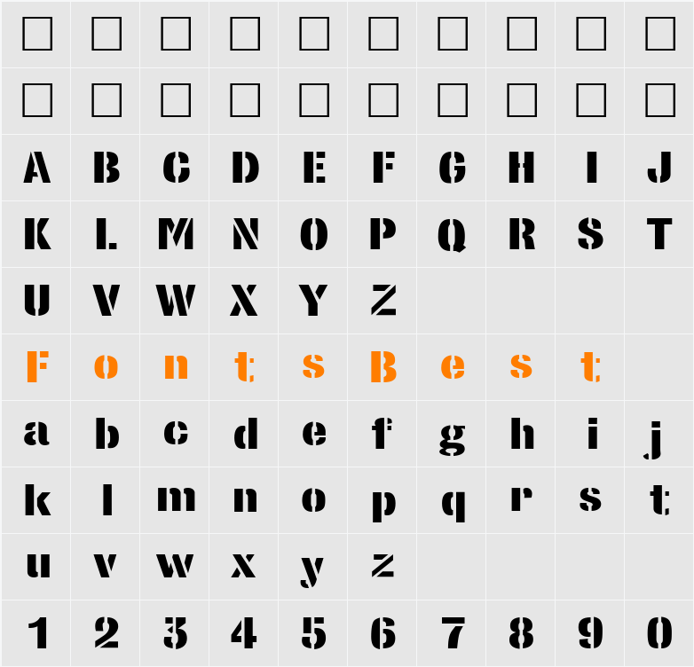 StencilSansExtrabold Character Map