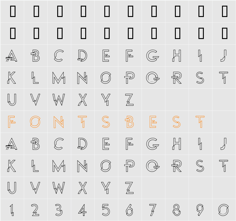 P Funked Hollow Character Map